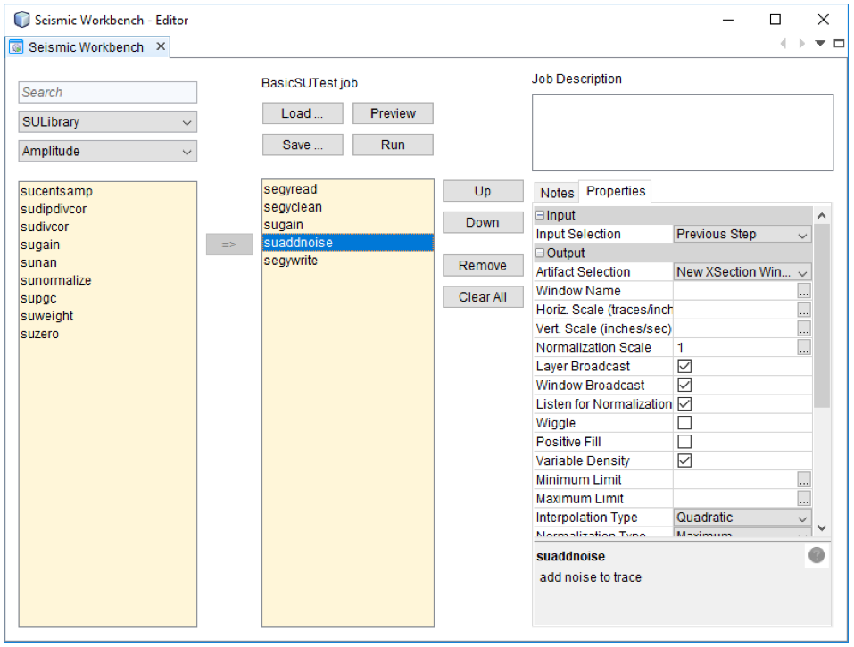 An example of processing step configuration